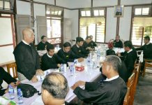 တရားစီရင်ရေးစနစ်ပြုပြင်ပြောင်းလဲရေးအတွက် ပြည်နယ်တရားသူကြီးချုပ်နှင့် မိုးညှင်းရှေ့နေများ ပထမအကြိမ် တွေ့ဆုံ မိုးညင္းတရားသူႀကီး