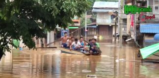 ဖားကန့်ဒေသတွင် ဥရုချောင်းရေလျှံမှုကြောင့် မြို့ပေါ် ရပ်ကွက်များ ရေဝင်ရောက် phakant floods