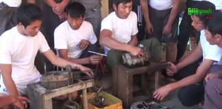 မိုးညှင်းမြို့နယ်အတွင်းရှိကျေးရွာ(၈)ရွာမှကျေးလက်ပြည်သူ၁၅ဦးတို့အား အသက်မွေးဝမ်းကျောင်းပညာရပ် အဖြစ်ဆိုင်ကယ်ပြင်သင်တန်းပို့ချ motor-cycle repair