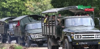 KIO ဌာနချုပ်အနီး နမ်ဆန်ယန်ကျေးရွာဘက် စစ်ကြောင်းထိုးနေသည့် စစ်ကောင်စီတပ်သားများအား လမ်းခုလတ်တွင် KIA မှ ခုခံတိုက်ခိုက်လျက်ရှိ၊ စစ်ကောင်စီစစ်ကြောင်းများ ဆမားလမ်းခွဲမှ မကျော်နိုင်သေး။